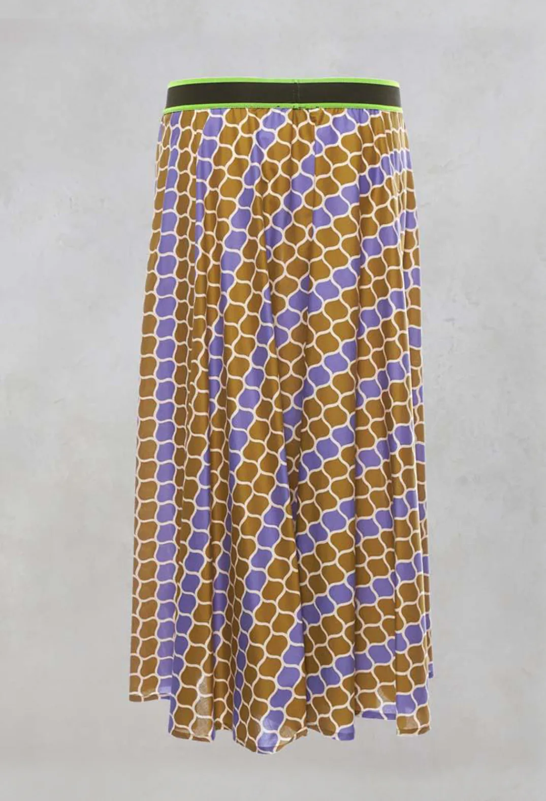 Niù Skirts^Printed Midi Skirt with Contrast Waistband in Lilla