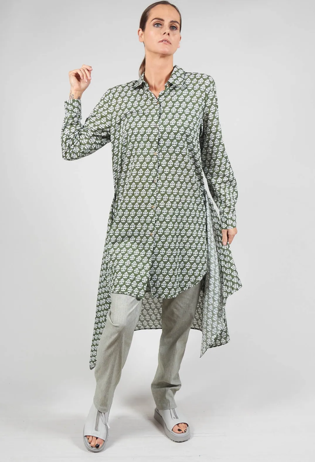 Niù Shirts & Blouses^Printed Shirt Dress with Tie Front in Alga