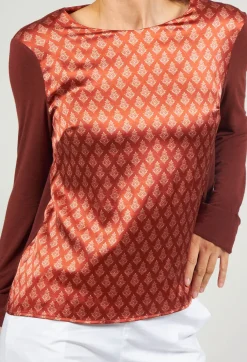 Niù Shirts & Blouses^Printed Silk Contrasting Fabric Trapeze Shirt in Vulcano