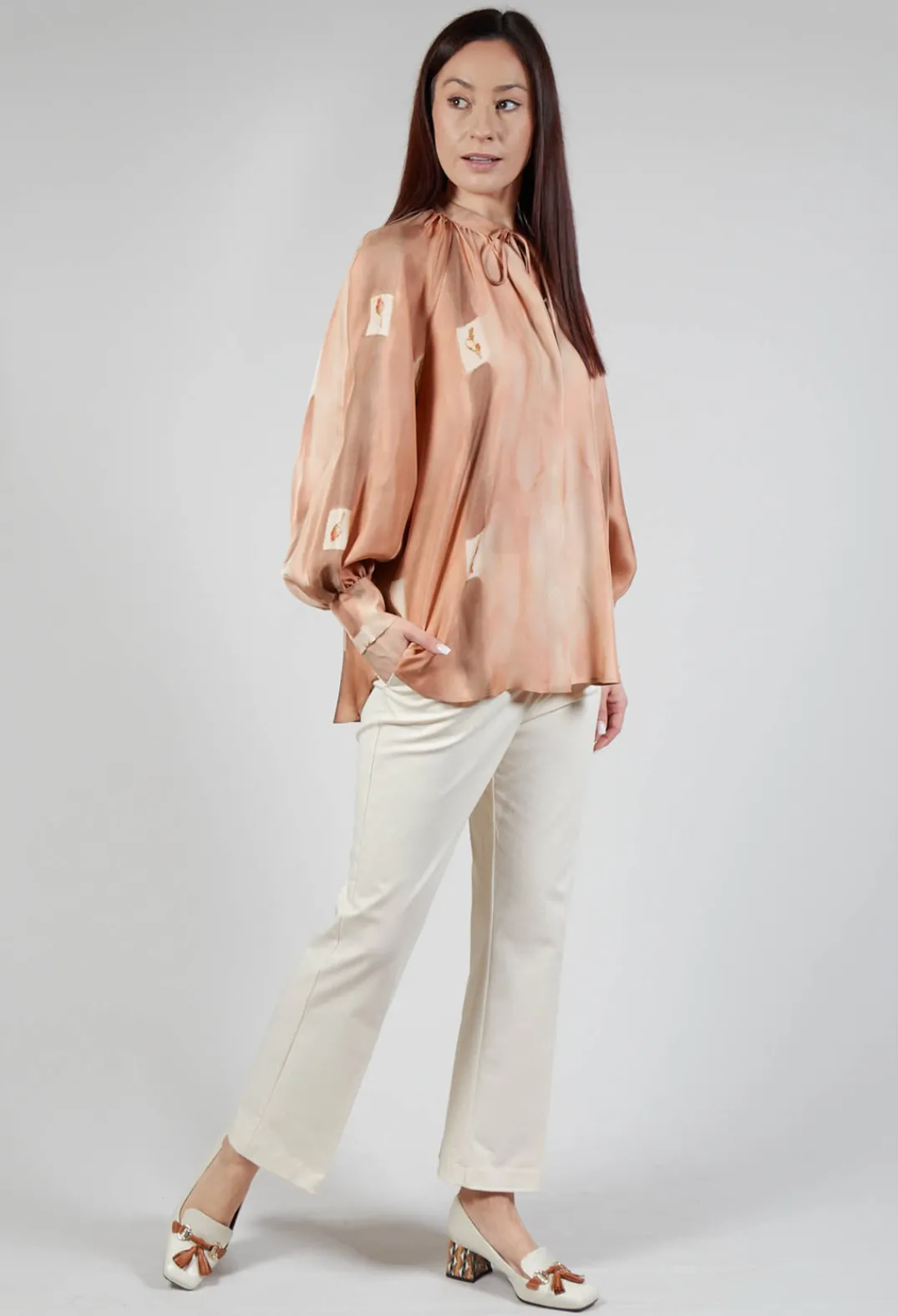 Beatrice B Shirts & Blouses^Printed Silk Shirt in Rose Print