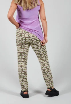 Maliparmi Co-ords & Suits^Printed Tailored Trousers in Naturale/Ollo/Brick