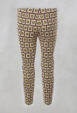 Maliparmi Co-ords & Suits^Printed Tailored Trousers in Naturale/Ollo/Brick