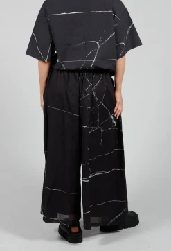 La Vaca Loca Trousers^Printed Tanto Trousers in Off Black Banner