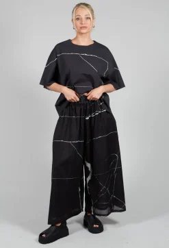 La Vaca Loca Trousers^Printed Tanto Trousers in Off Black Banner