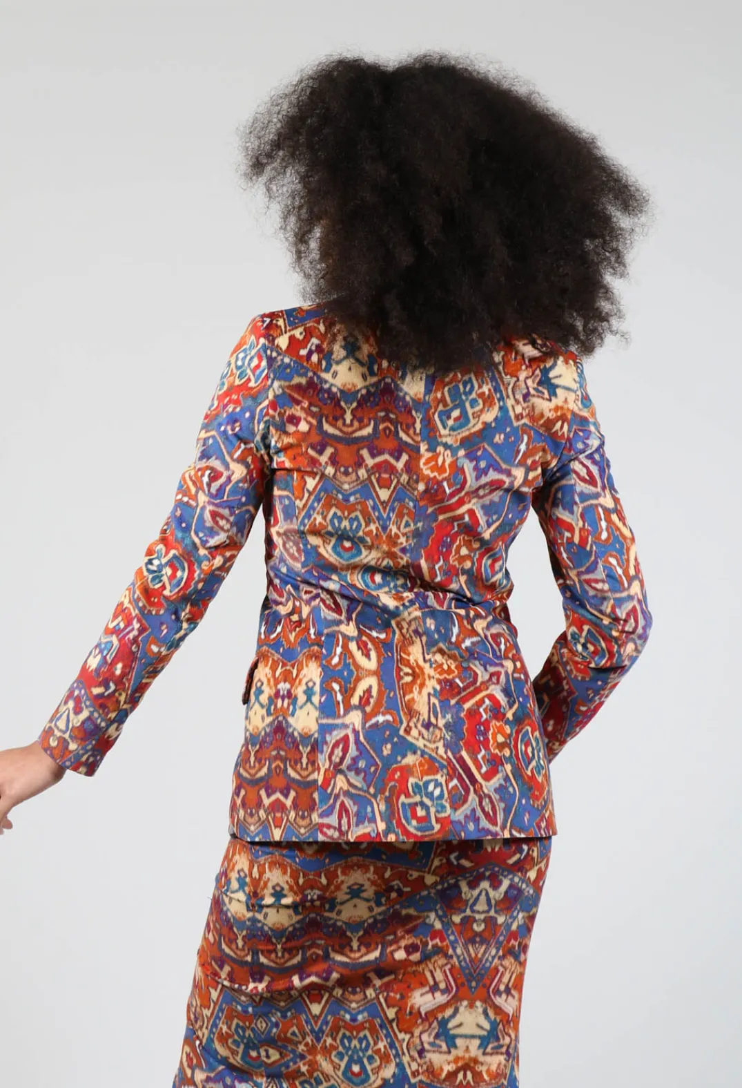 Sfizio Jackets^Printed Velvet Blazer in Carpet Print