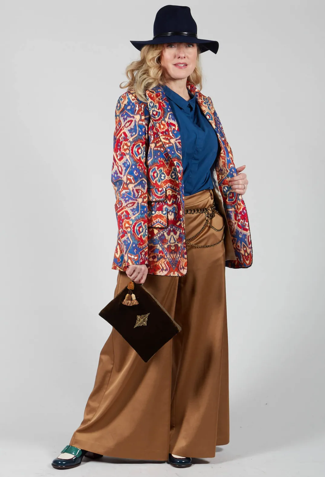Sfizio Jackets^Printed Velvet Blazer in Carpet Print