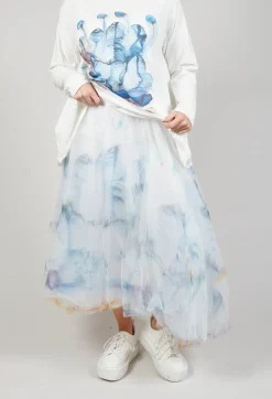 Bread and Butter Skirts^Printwork Tulle Skirt in Blue