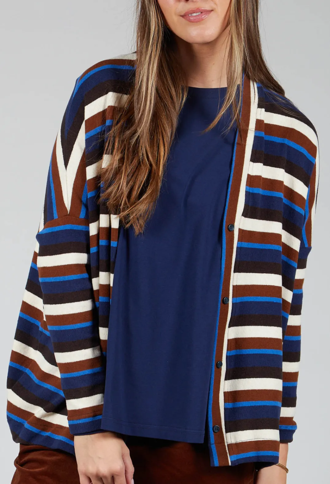 Mama B Cardigans^Pula Stripe Cardigan in Cannella