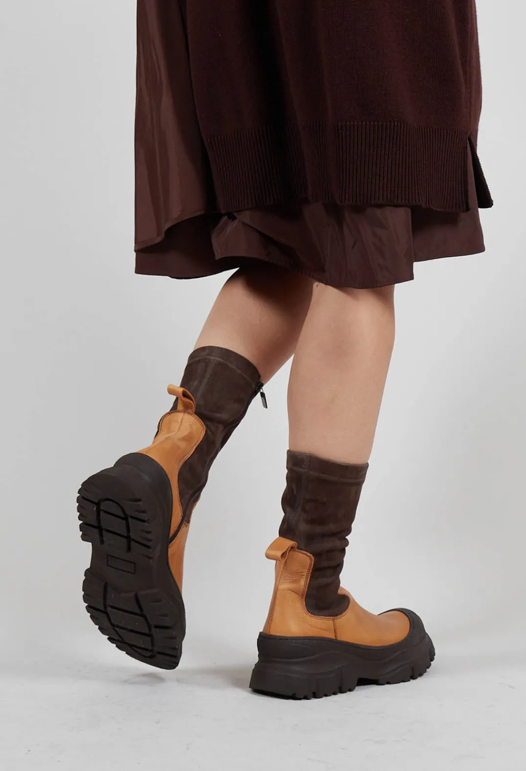Lofina Boots^Pull On Ankle Boots in Gasoline Sabbia and Cam Str Chocolate