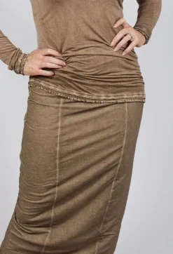 Rundholz Mainline Skirts^Pull on Midi Skirt in Camel Cloud