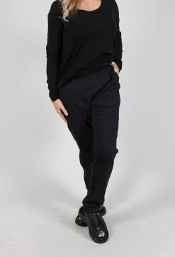 Rundholz Black Label Trousers^Pull On Slim Leg Trousers in Black