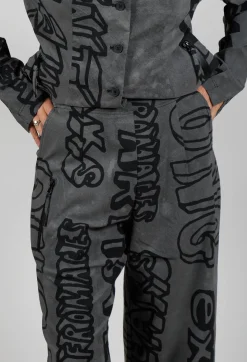 Rundholz Black Label Trousers^Pull On Straight Leg Trousers in Rock Big Print