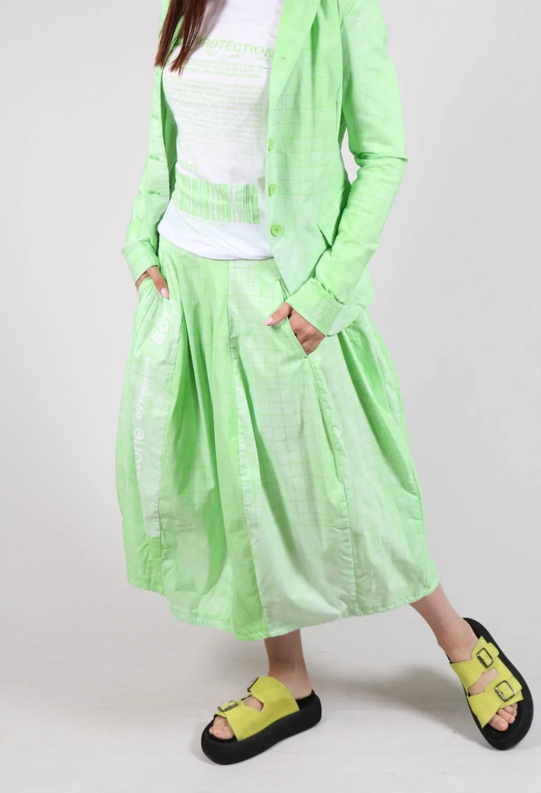 Rundholz Black Label Skirts^Pull On Tulip Skirt in Placed Lime Print