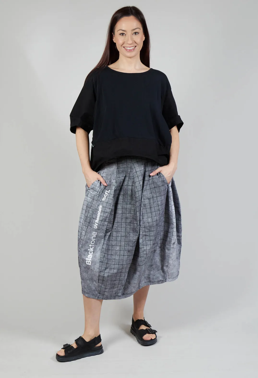 Rundholz Black Label Skirts^Pull On Tulip Skirt in Placed Black Print
