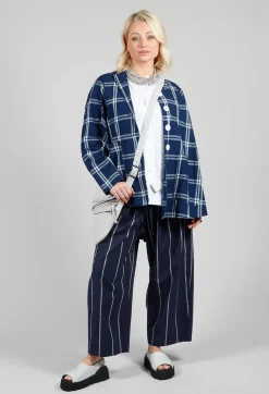 Amici Trousers^Pull String Waist Trousers in Indigo Striped
