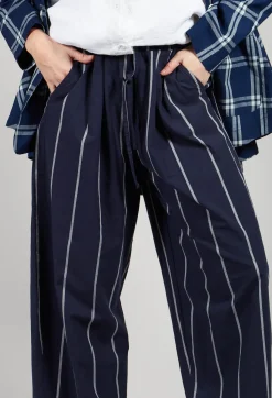 Amici Trousers^Pull String Waist Trousers in Indigo Striped