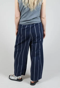 Amici Trousers^Pull String Waist Trousers in Indigo Striped