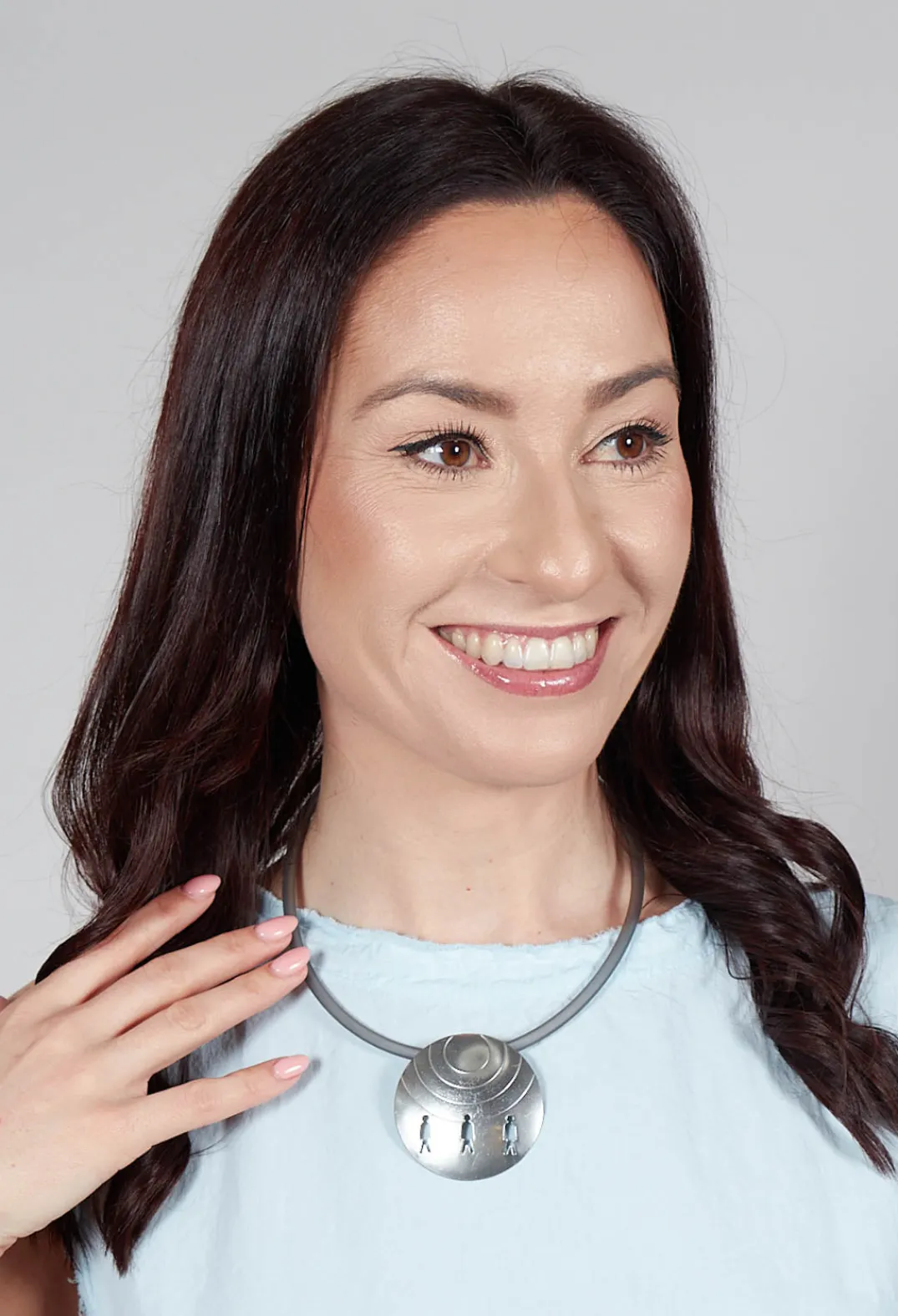 Bender Schmuck Necklaces^PVC Necklace with Brass Pendant in Grey Black