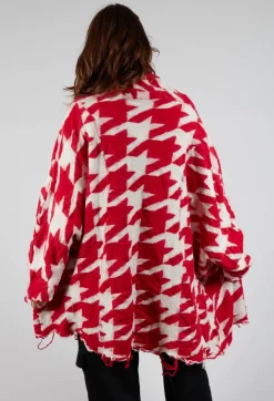 Rundholz Mainline Cardigans^Raw Edge Cardigan in Cardinal Bone Jacquard
