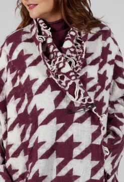 Rundholz Mainline Cardigans^Raw Edge Cardigan in Merlot Bone Jacquard