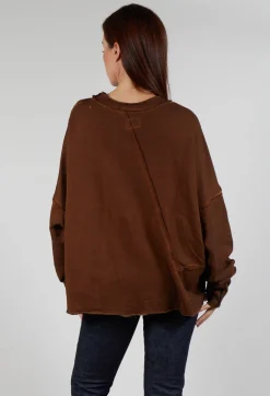 Umit Unal Tops^Raw Edged Stitch Top in Original Brown