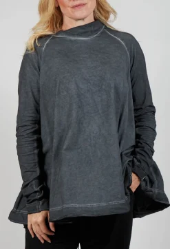 Rundholz Mainline Tops^Relaxed Cross Neck Top in Slate Cloud