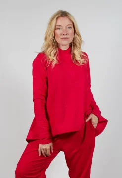 Rundholz Mainline Tops^Relaxed Cross Neck Top in Cardinal Cloud