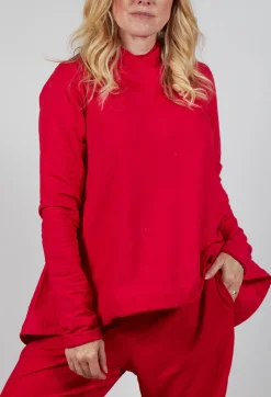 Rundholz Mainline Tops^Relaxed Cross Neck Top in Cardinal Cloud