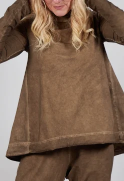 Rundholz Mainline Tops^Relaxed Cross Neck Top in Camel Cloud
