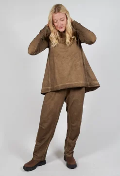 Rundholz Mainline Tops^Relaxed Cross Neck Top in Camel Cloud