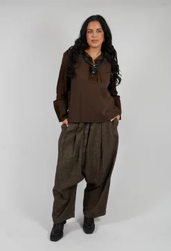 Rundholz Mainline Trousers^Relaxed Drop Crotch Trousers in Camel Check
