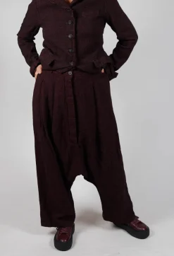 Rundholz Mainline Trousers^Relaxed Drop Crotch Trousers in Merlot Check