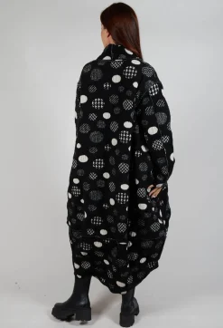 Bread and Butter Coats^Relaxed Fit Coat in Black with White Pois