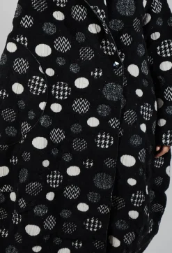Bread and Butter Coats^Relaxed Fit Coat in Black with White Pois