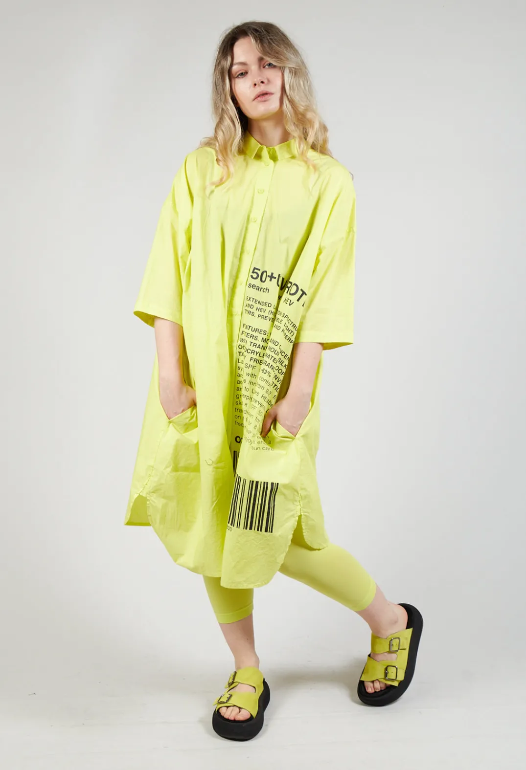 Rundholz Black Label Dresses^Relaxed Fit Shirt Dress with Lettering Motif in Sun Print