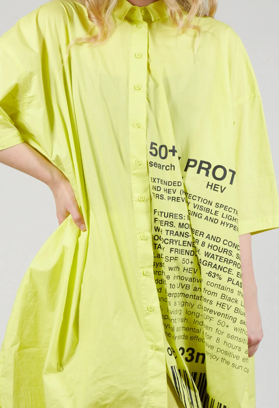 Rundholz Black Label Dresses^Relaxed Fit Shirt Dress with Lettering Motif in Sun Print