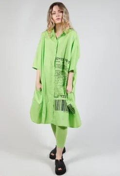 Rundholz Black Label Dresses^Relaxed Fit Shirt Dress with Lettering Motif in Lime Print