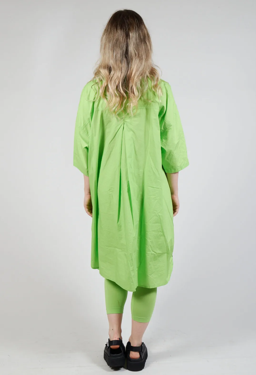 Rundholz Black Label Dresses^Relaxed Fit Shirt Dress with Lettering Motif in Lime Print