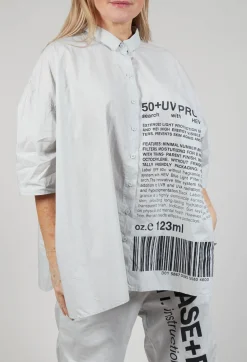 Rundholz Black Label Shirts & Blouses^Relaxed Fit Shirt with Lettering Motif in Grey Print