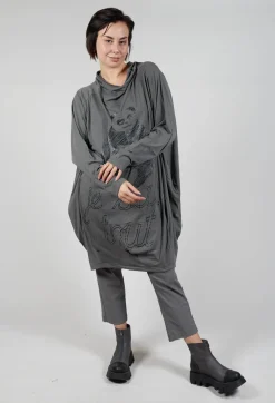 Rundholz Black Label Dresses^Relaxed Tunic Dress with Motif in Rock Shiny Print