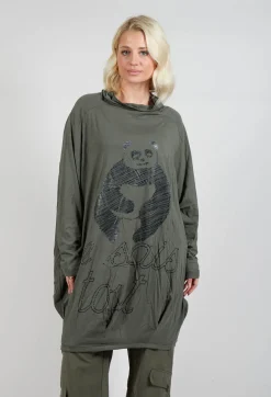 Rundholz Black Label Dresses^Relaxed Tunic Dress with Motif in Camp Shiny Print