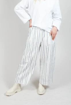 Aequamente Trousers^Relaxed Wide Leg Trousers in Abisso Stripe