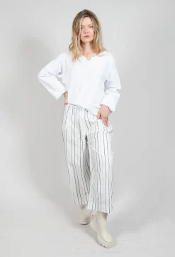 Aequamente Trousers^Relaxed Wide Leg Trousers in Abisso Stripe