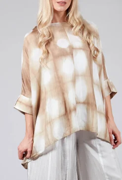 Bianco Levrin Shirts & Blouses^Rene Round Neck Shirt in Beige and White