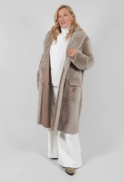 Dom Goor Coats^Reversible Double Breasted Coat in Sandstone