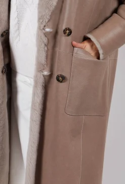Dom Goor Coats^Reversible Double Breasted Coat in Sandstone