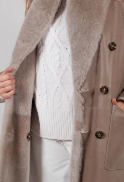 Dom Goor Coats^Reversible Double Breasted Coat in Sandstone