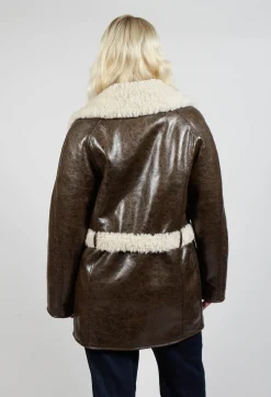 Urban Code Jackets^Reversible Faux Fur and Suede Jacket in Khaki Crackle