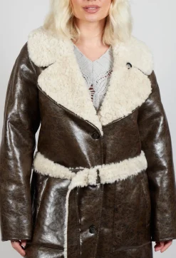 Urban Code Jackets^Reversible Faux Fur and Suede Jacket in Khaki Crackle