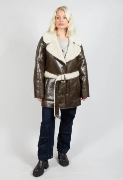 Urban Code Jackets^Reversible Faux Fur and Suede Jacket in Khaki Crackle